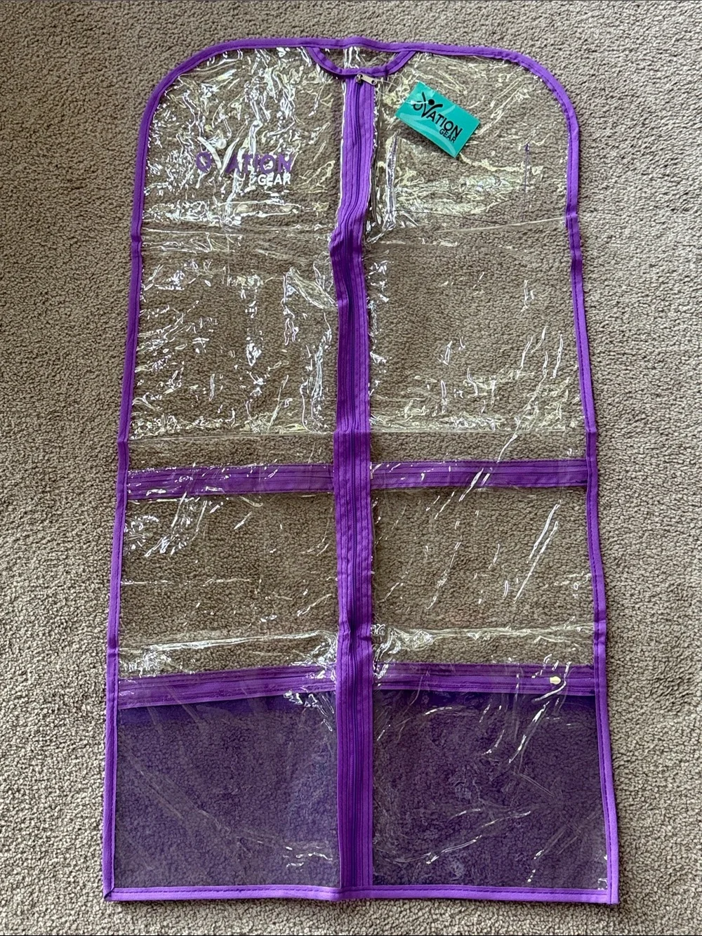 Ovation Gear Clear Garment Bag with Purple Trim!